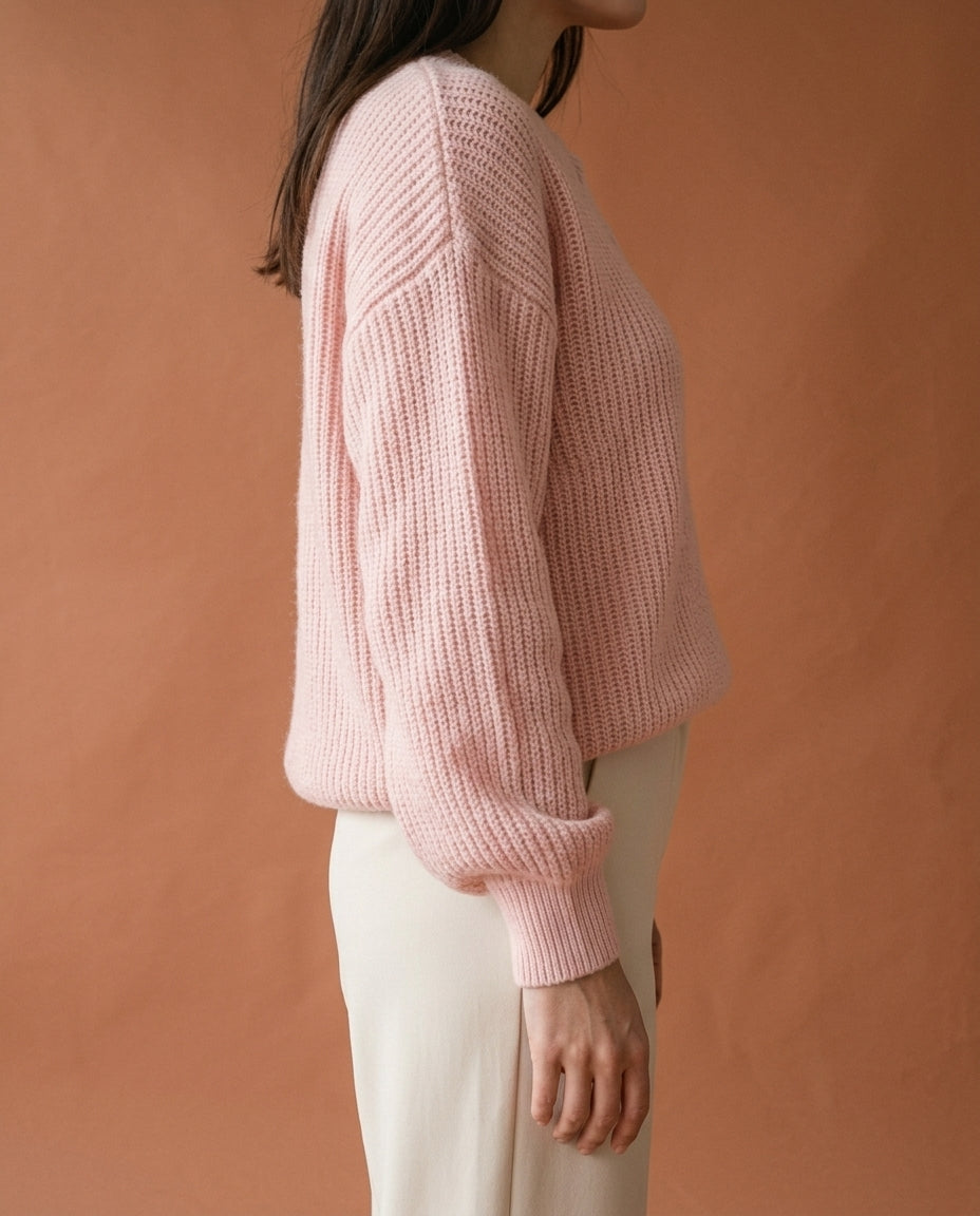 Rosiel | Ribbed Button-Neck Pullover