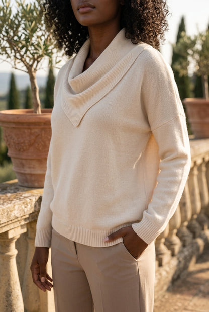 Velya | Draped Cowl Neck Knit Sweater