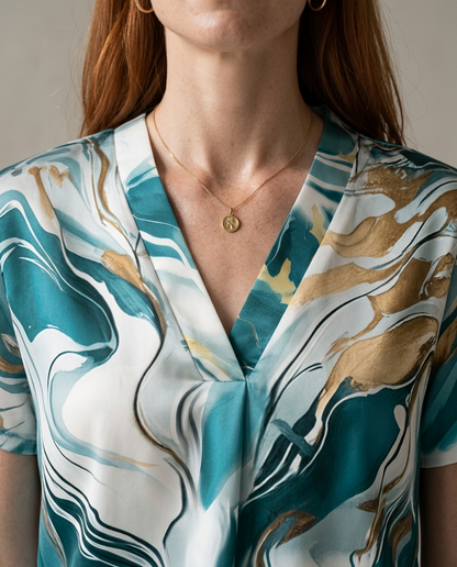 Ledina | Flowing V-Neck Button-Front Blouse