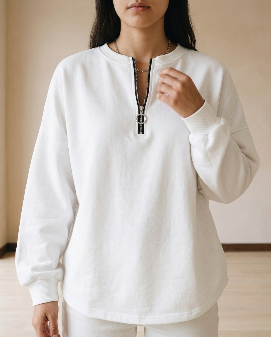 Tuvea | Quarter-Zip Crew Neck Sweatshirt