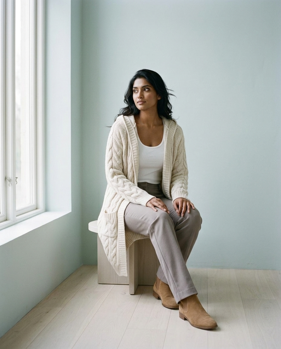 Dagna | Hooded Cable Knit Cardigan