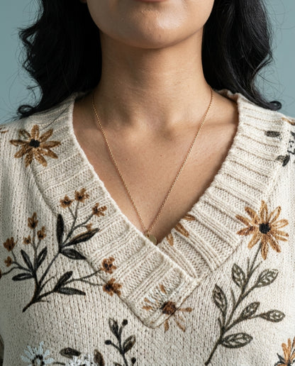 Ettia | Botanical Print V-Neck Sweater
