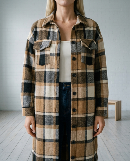 Dorea | Longline Checked Coat