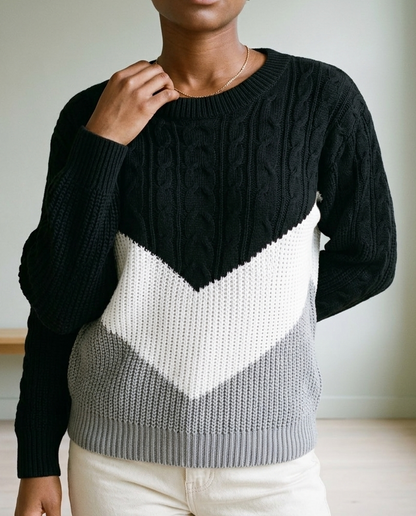 Sukis | Cable Knit Color-Block Sweater