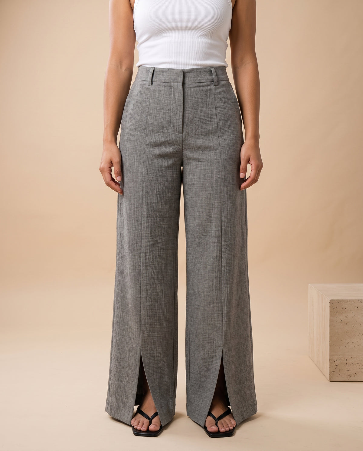 Hanora | Wide-Leg Slit Trousers