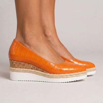 Anda | Croc-Textured Espadrille Wedge