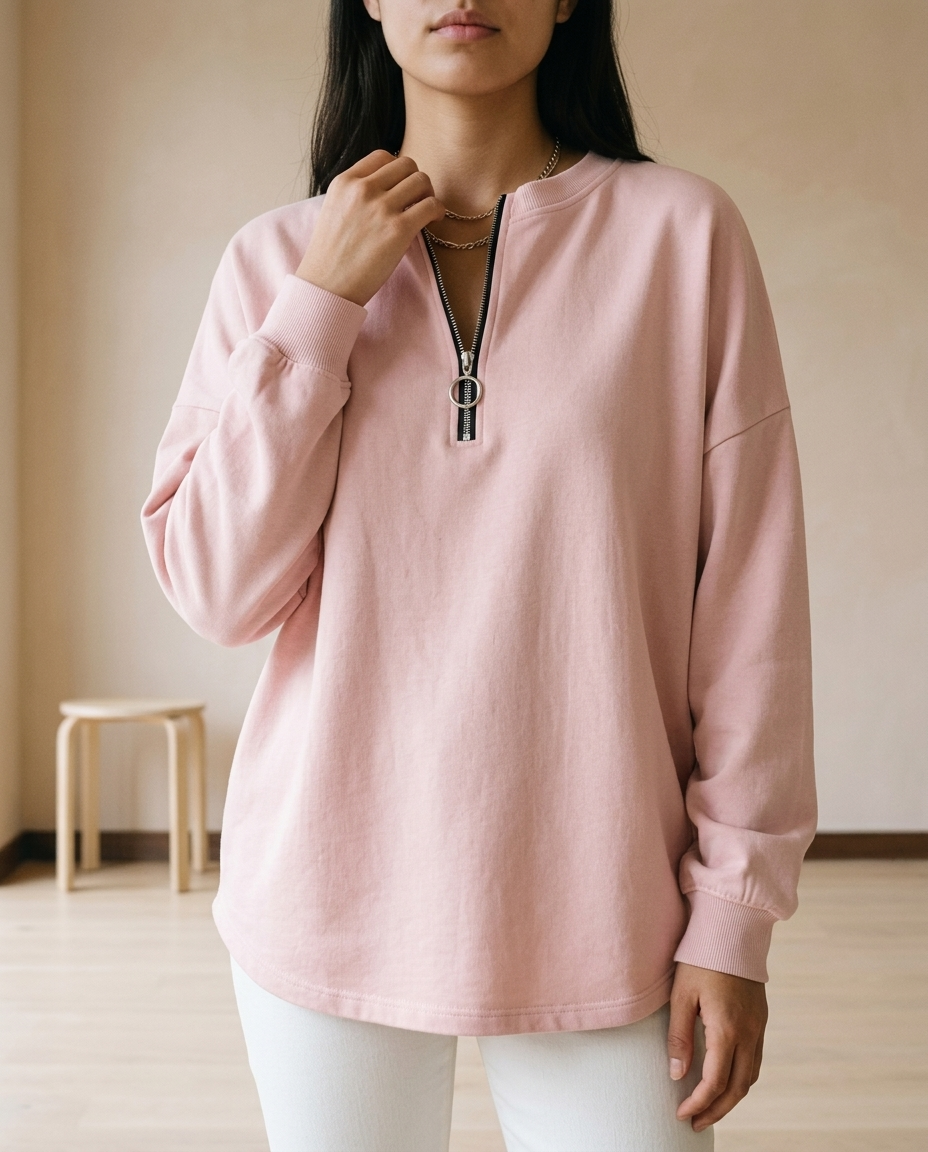 Tuvea | Quarter-Zip Crew Neck Sweatshirt