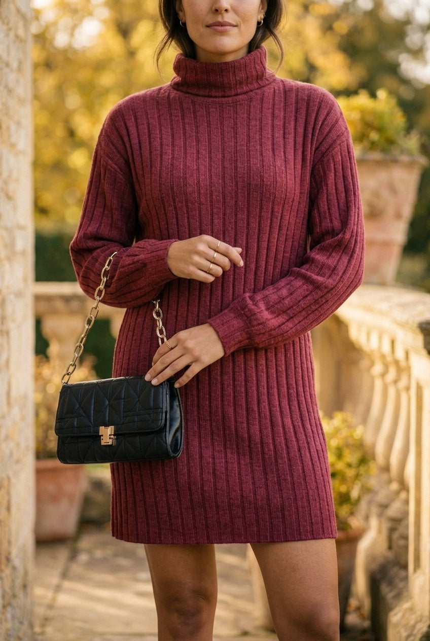 Azria | Ribbed High-Neck Sweater Dress