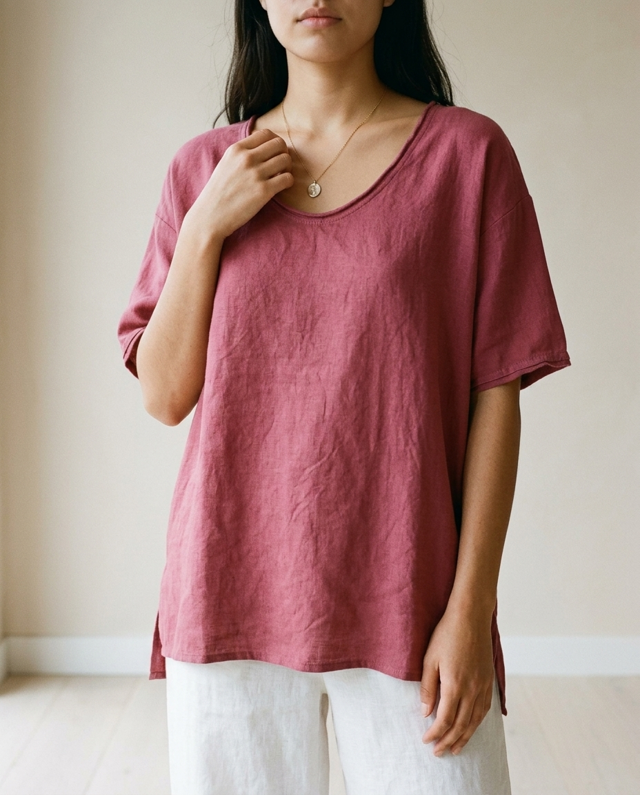 Ceitya | Draped Scoop-Neck Blouse