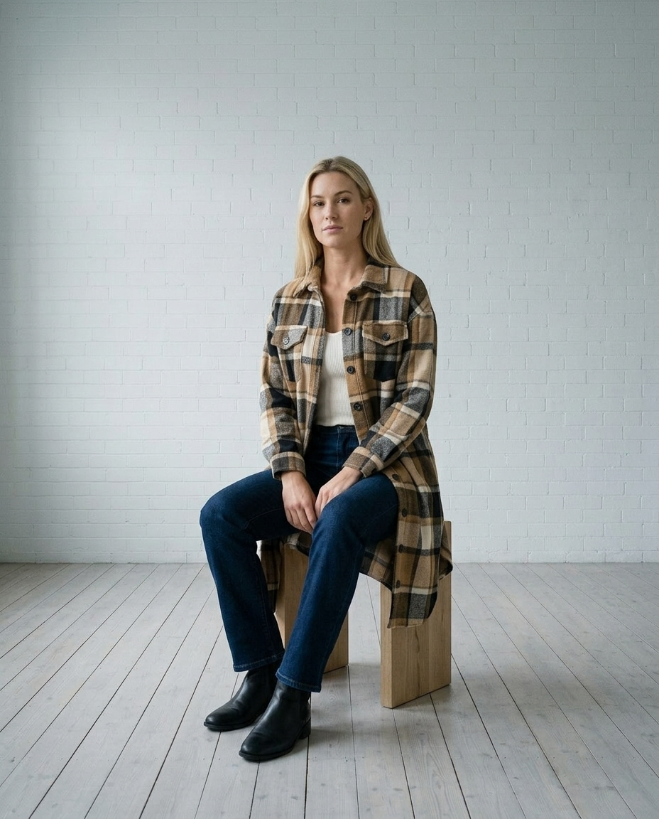 Dorea | Longline Checked Coat