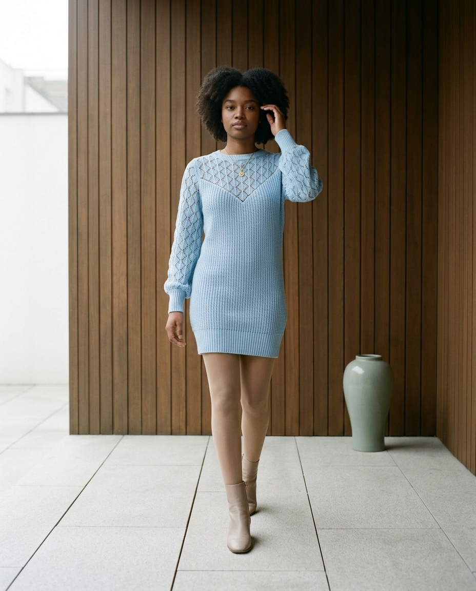 Monise | Openwork Knit Mini Dress