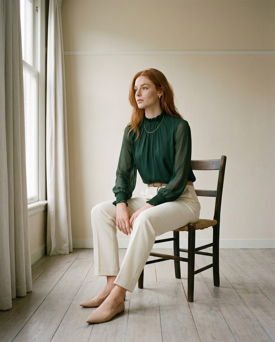 Yarya | Stand-Collar Long-Sleeve Blouse