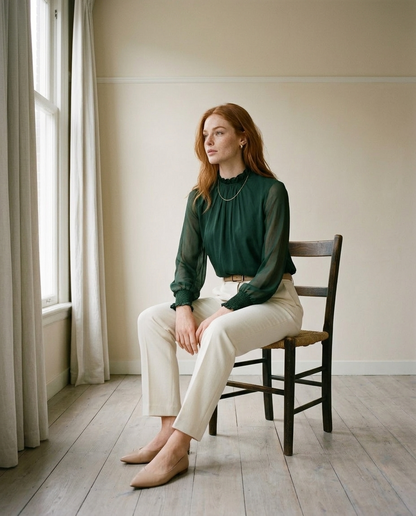 Yarya | Stand-Collar Long-Sleeve Blouse