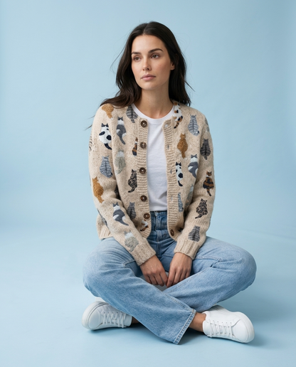 Pipia | Button-Front Cat Cardigan