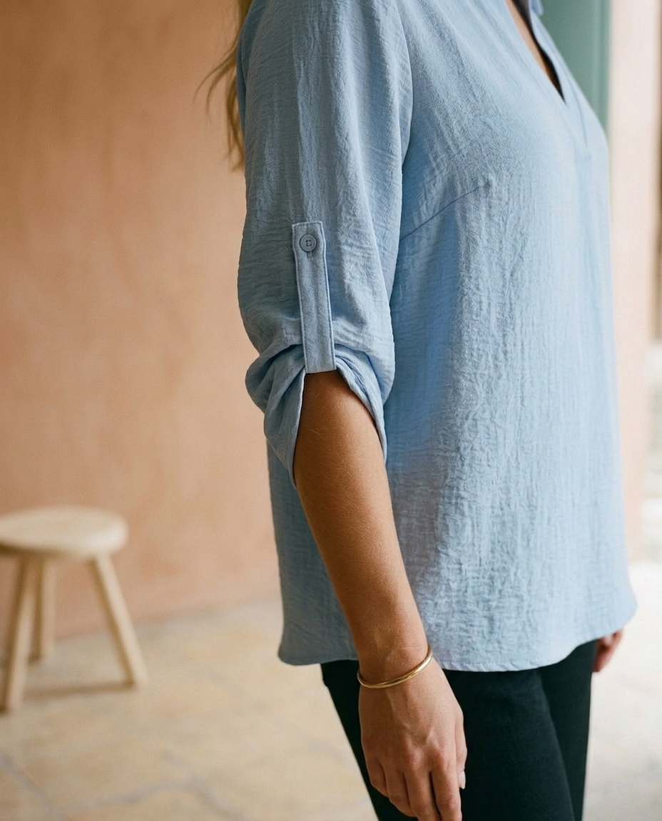 Dovia | Relaxed V-Neck Blouse