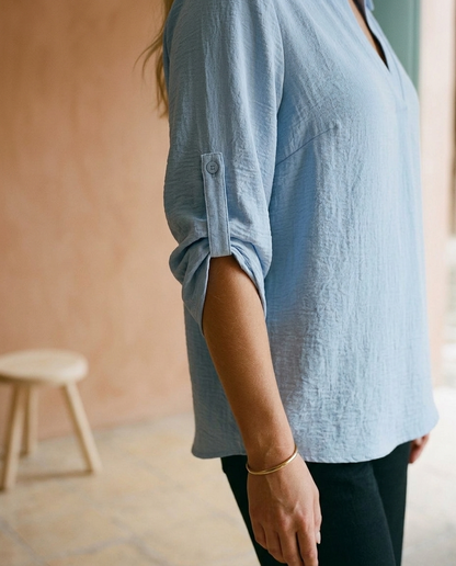 Dovia | Relaxed V-Neck Blouse