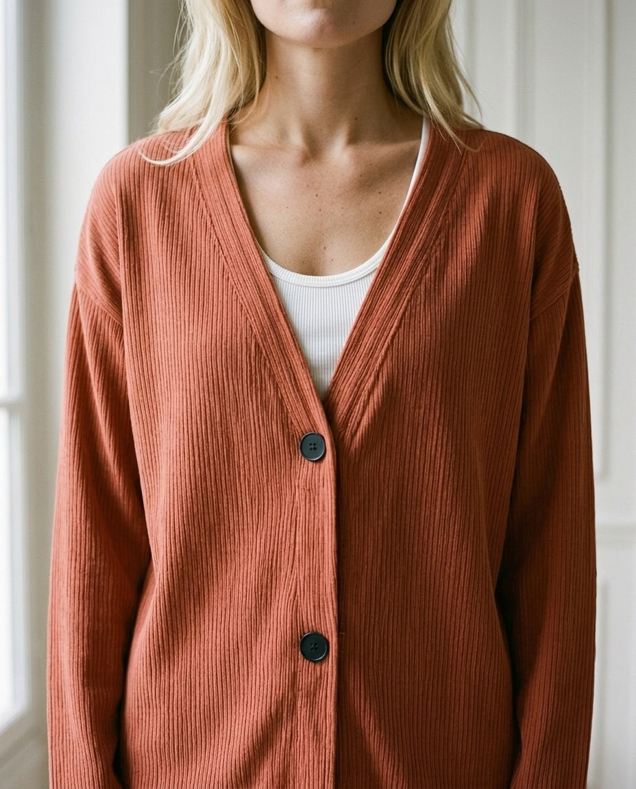 Esma | Ribbed V-Neck Button Cardigan