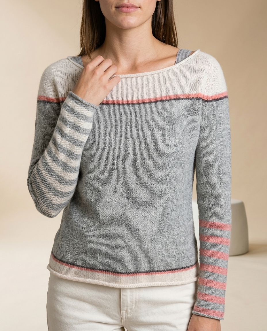 Eirea | Color-Block Boat Neck Sweater