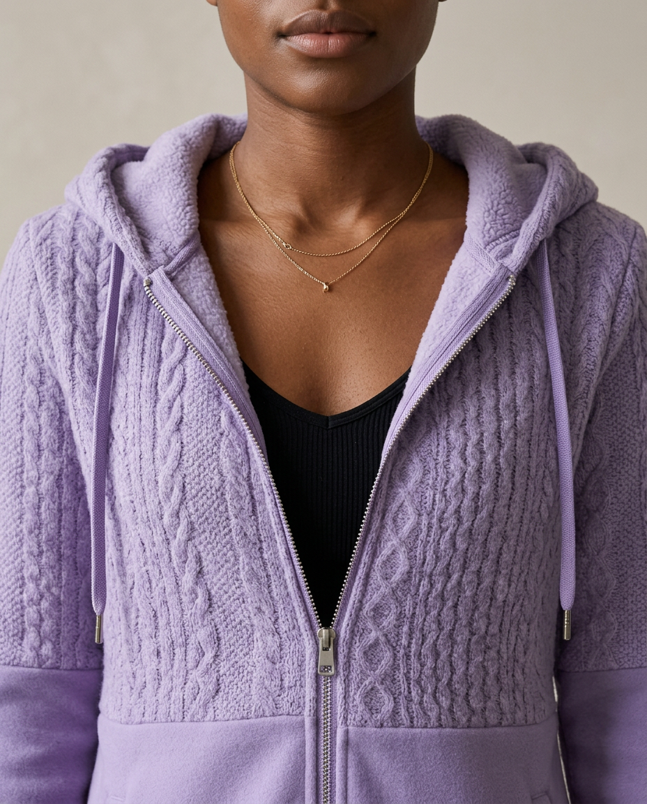 Zoris | Cable-Knit Longline Zip-Up Cardigan