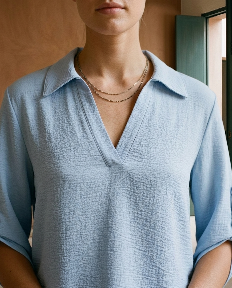 Dovia | Relaxed V-Neck Blouse