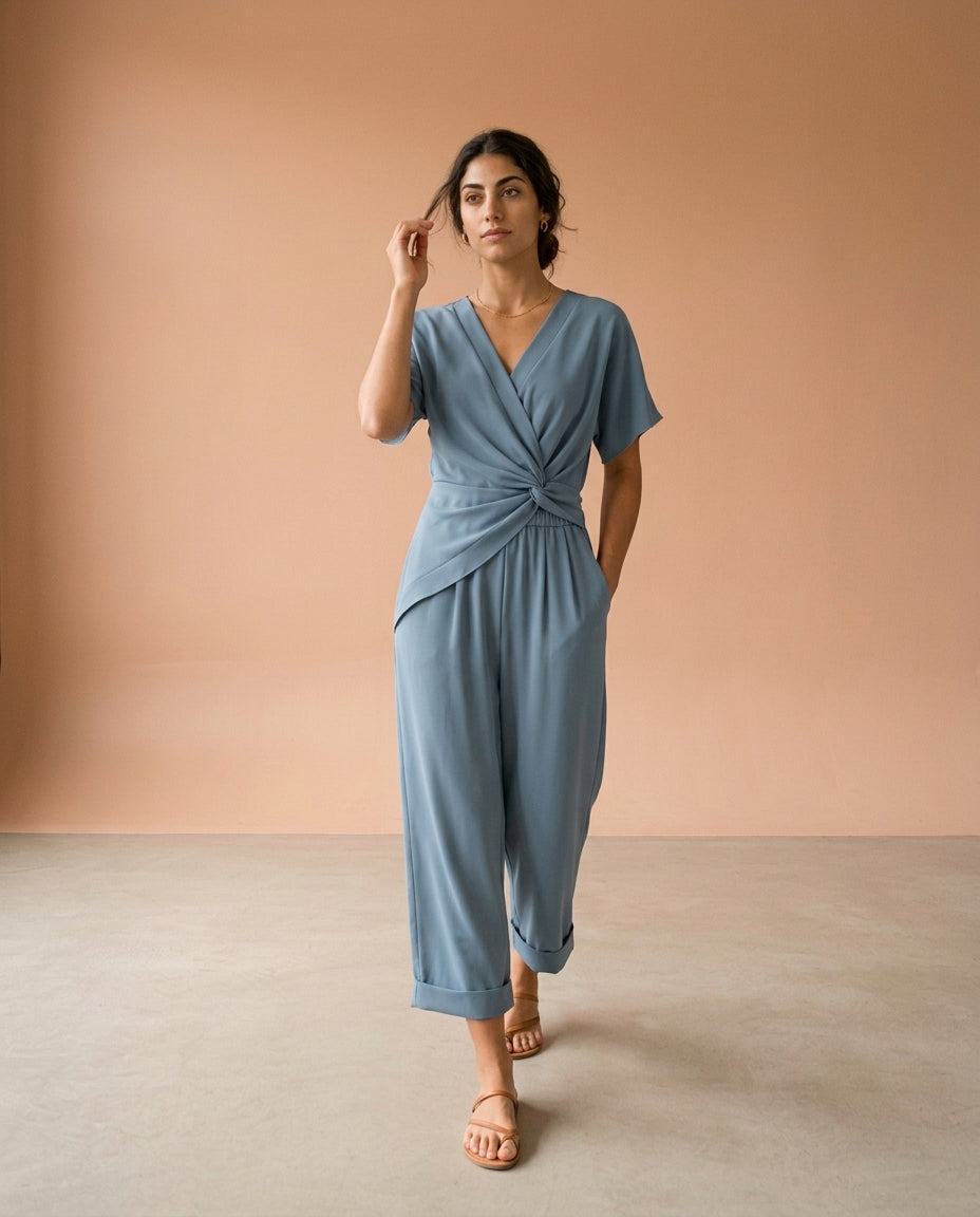 Hania | Draped Wide-Leg Jumpsuit