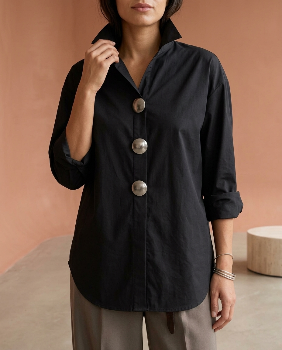 Coriel | Big Button Collar Blouse