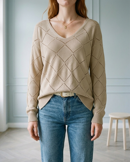 Ranis | Openwork V-Neck Sweater