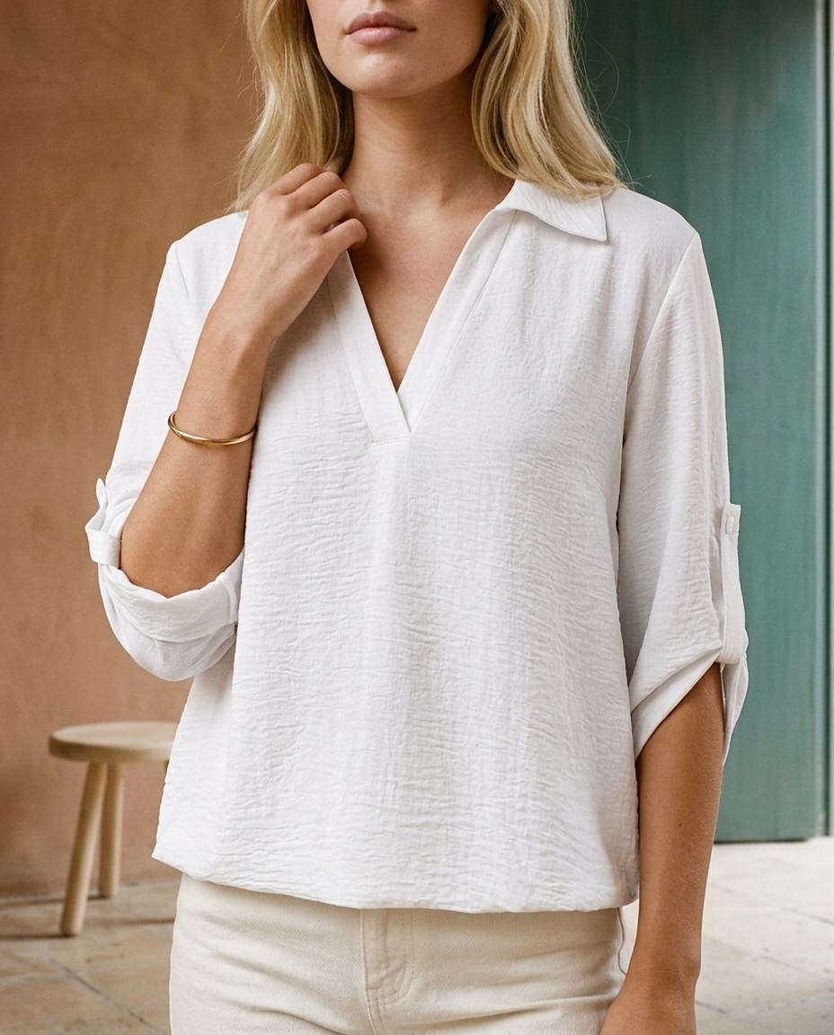 Dovia | Relaxed V-Neck Blouse