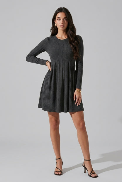 Taline | Rib Knit Flared Midi Dress