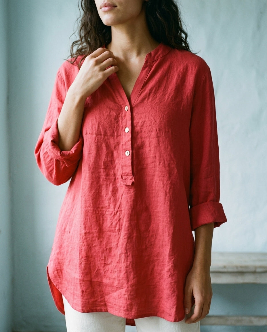 Maeva | V-Neck Button-Down Shirt