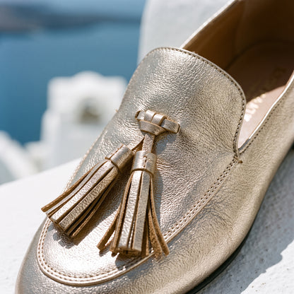 Yukette | Gold Tassel Slip-On Loafers