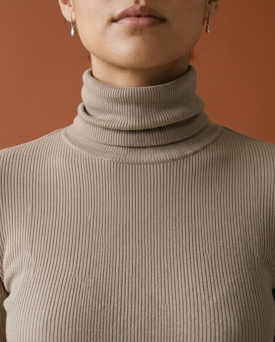 Pipine | Ribbed Turtleneck Slit Midi Dress