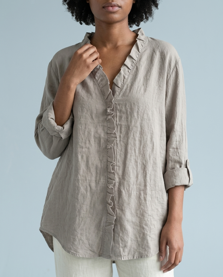 Ronine | Ruffle V-Neck Blouse