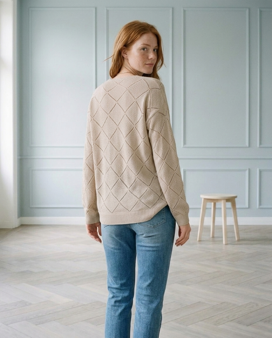 Ranis | Openwork V-Neck Sweater