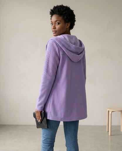Zoris | Cable-Knit Longline Zip-Up Cardigan