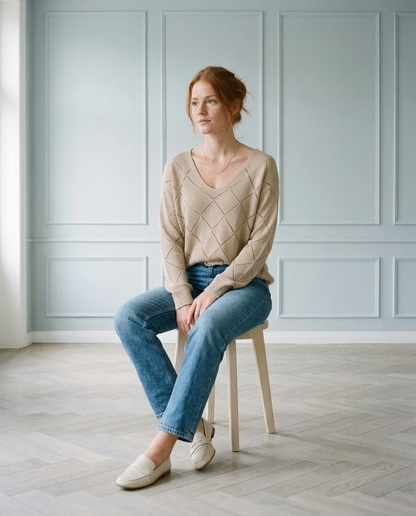 Ranis | Openwork V-Neck Sweater