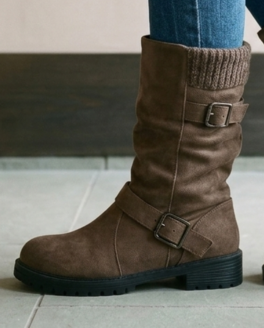 Griel | Slouchy Buckle Mid-Calf Boots