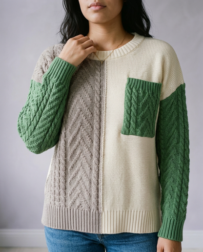 Adlyn | Colorblock Cable Sweater