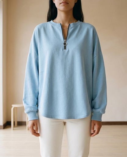 Tuvea | Quarter-Zip Crew Neck Sweatshirt