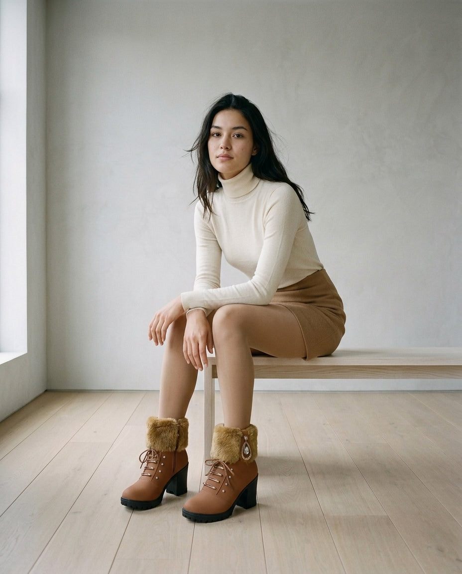 Yukia | Faux Fur Block Heel Boots