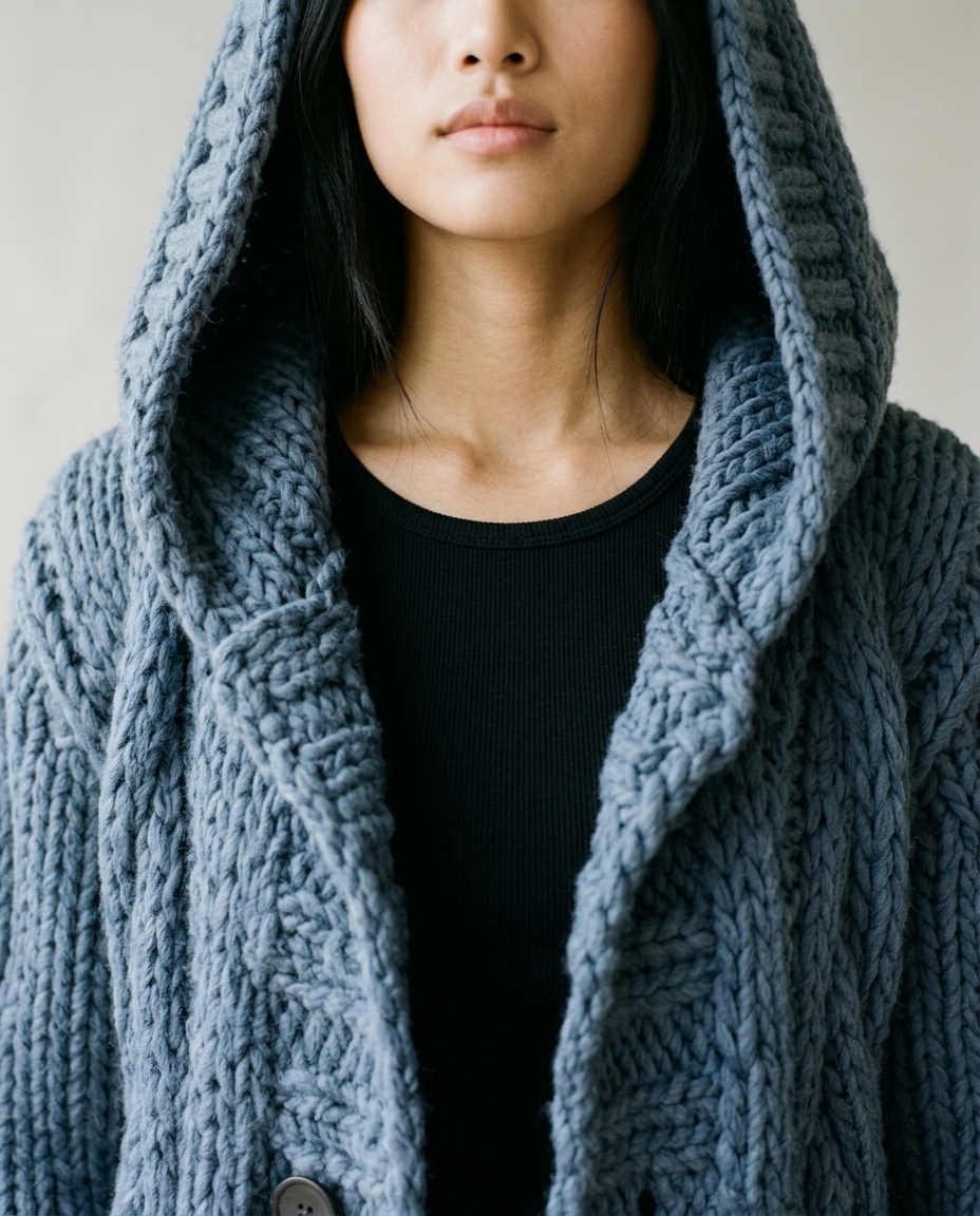 Ilkiel | Chunky Cable Knit Hooded Cardigan
