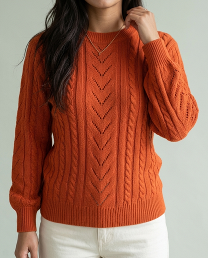 Eirlyn | Cable Knit Eyelet Sweater