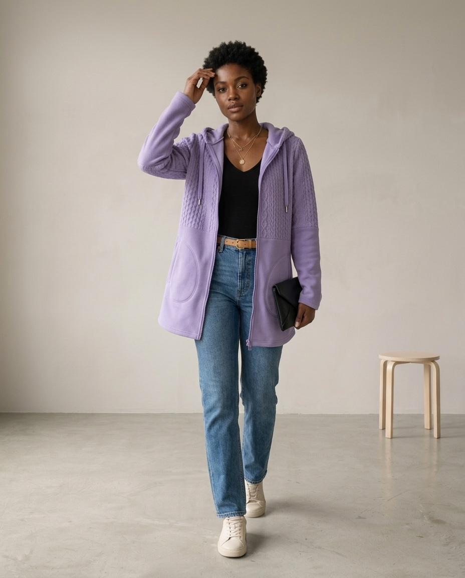 Zoris | Cable-Knit Longline Zip-Up Cardigan