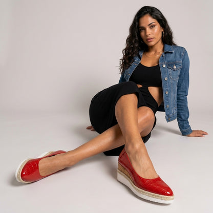 Anda | Croc-Textured Espadrille Wedge