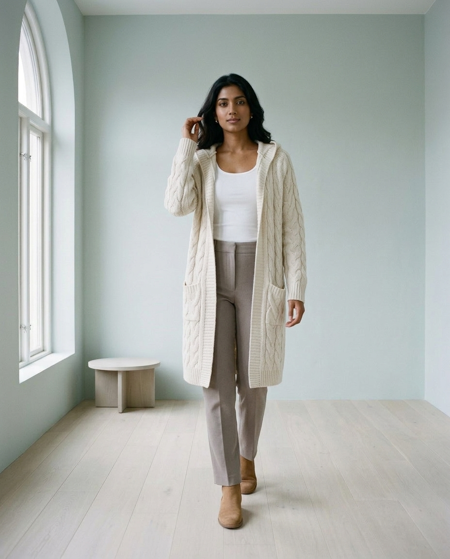 Dagna | Hooded Cable Knit Cardigan