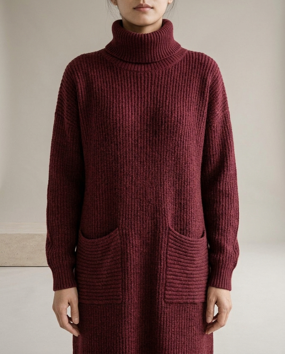 Dovina | Ribbed Turtleneck Sweater Dress