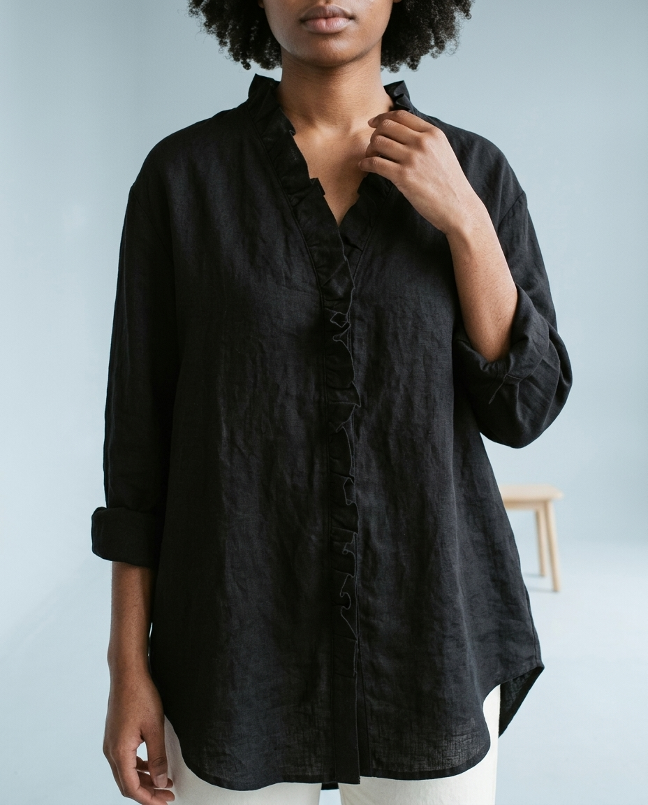 Ronine | Ruffle V-Neck Blouse