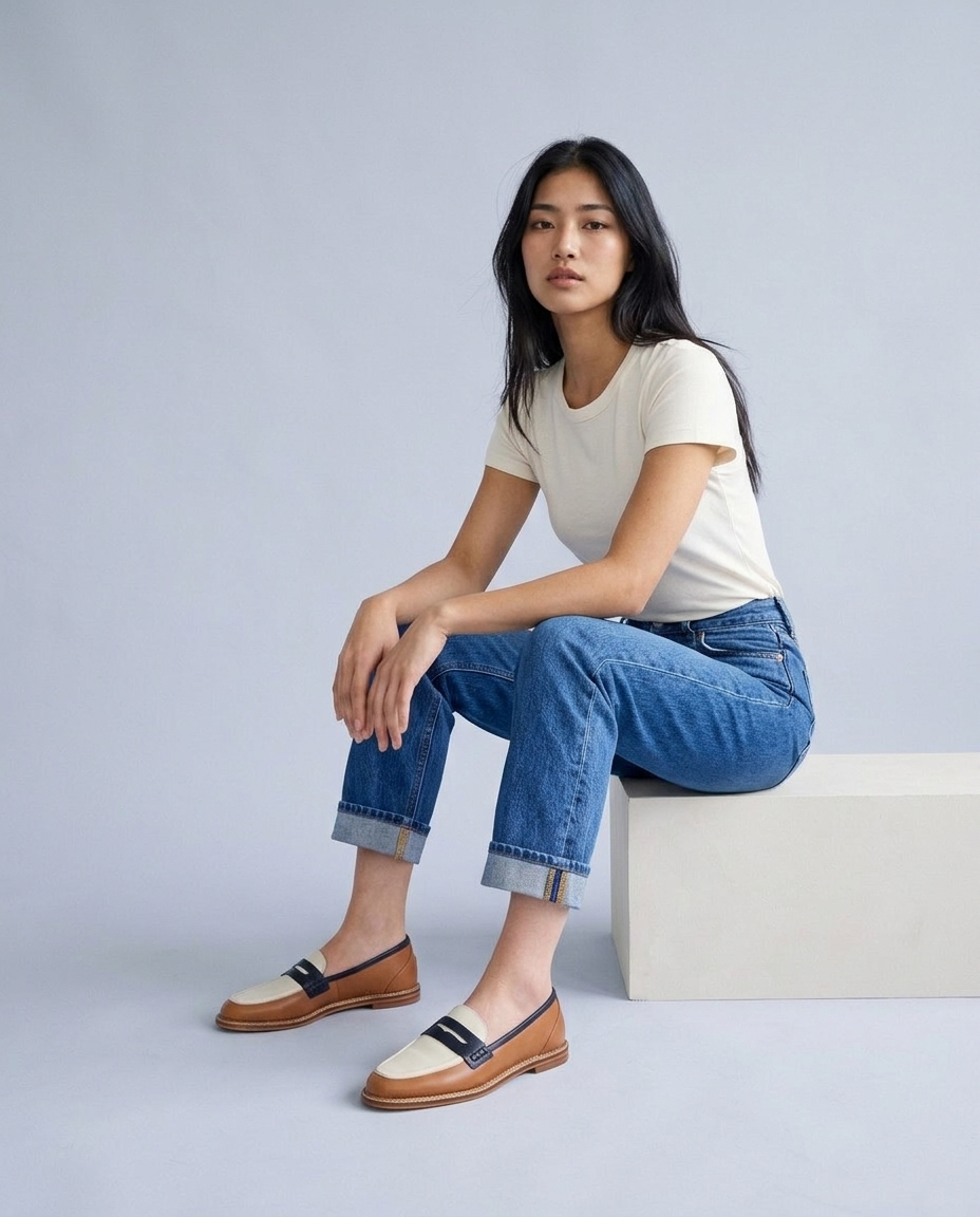Kinine | Color-Block Penny Loafers