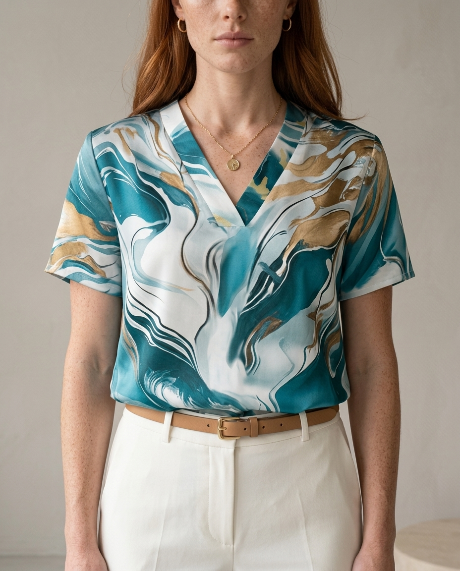 Ledina | Flowing V-Neck Button-Front Blouse