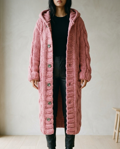 Ilkiel | Chunky Cable Knit Hooded Cardigan